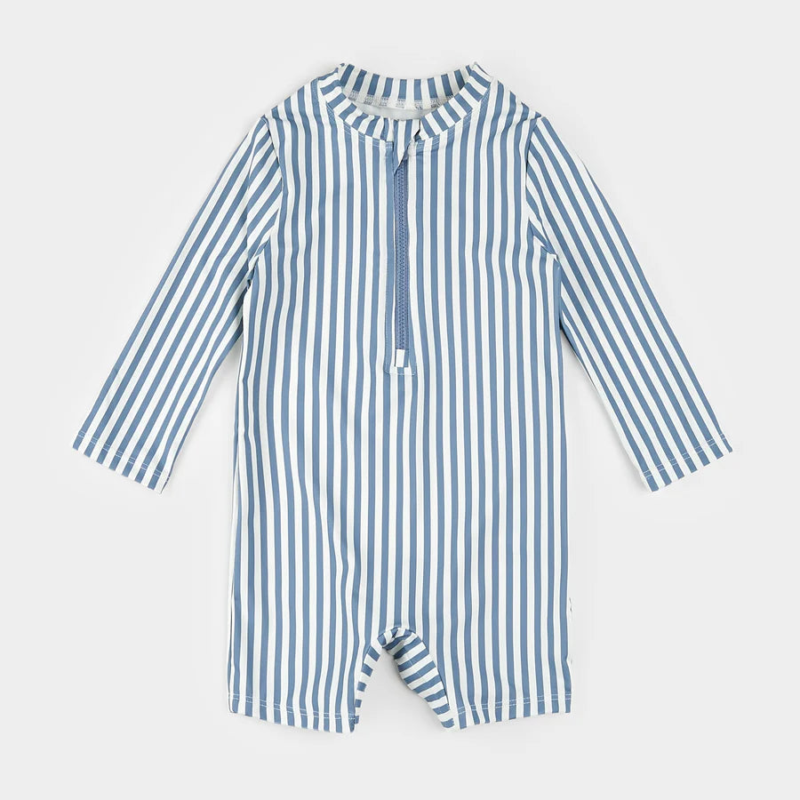 Blue Striped Swim Romper