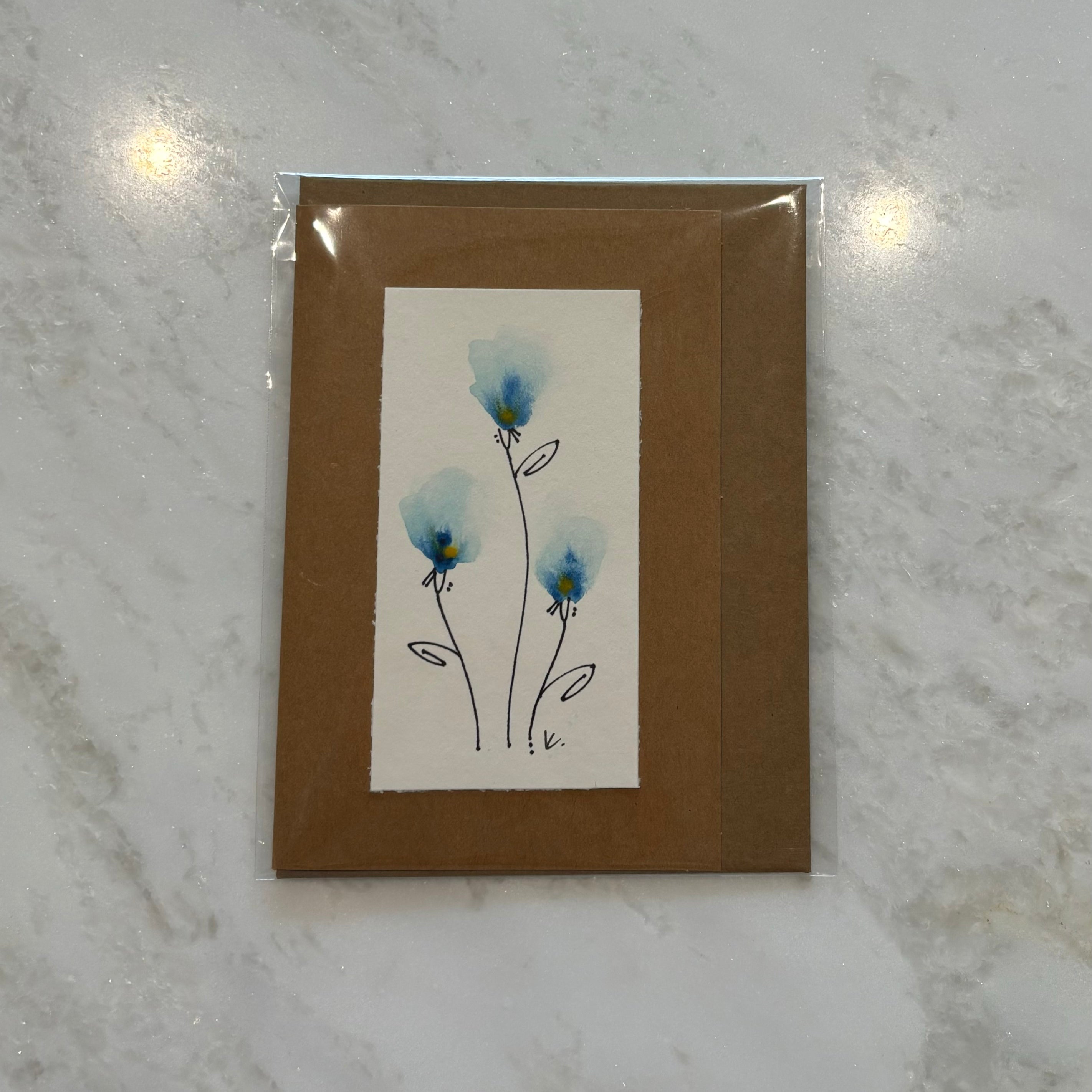Floral Hand Painted Greeting Card - Blank