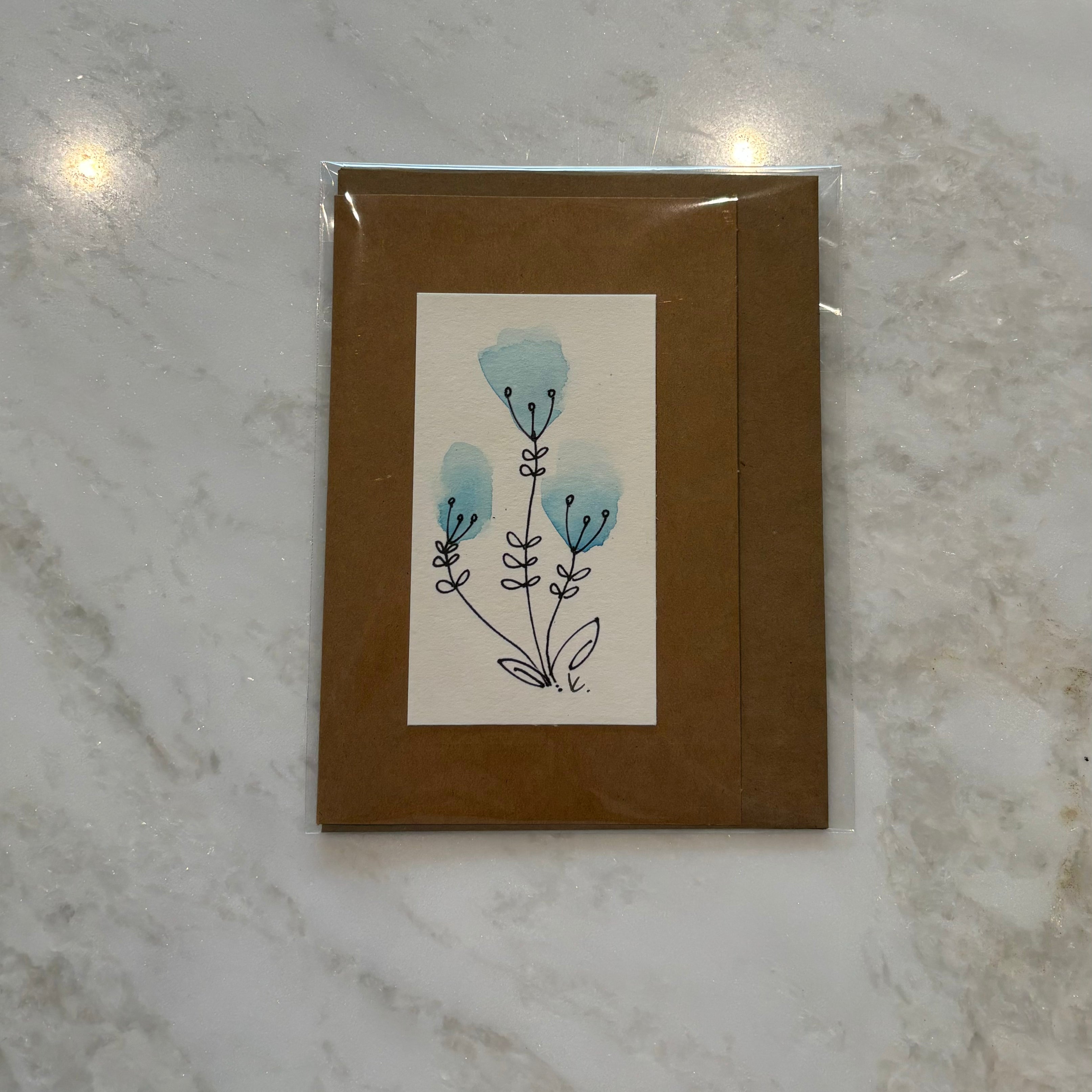 Floral Hand Painted Greeting Card - Blank