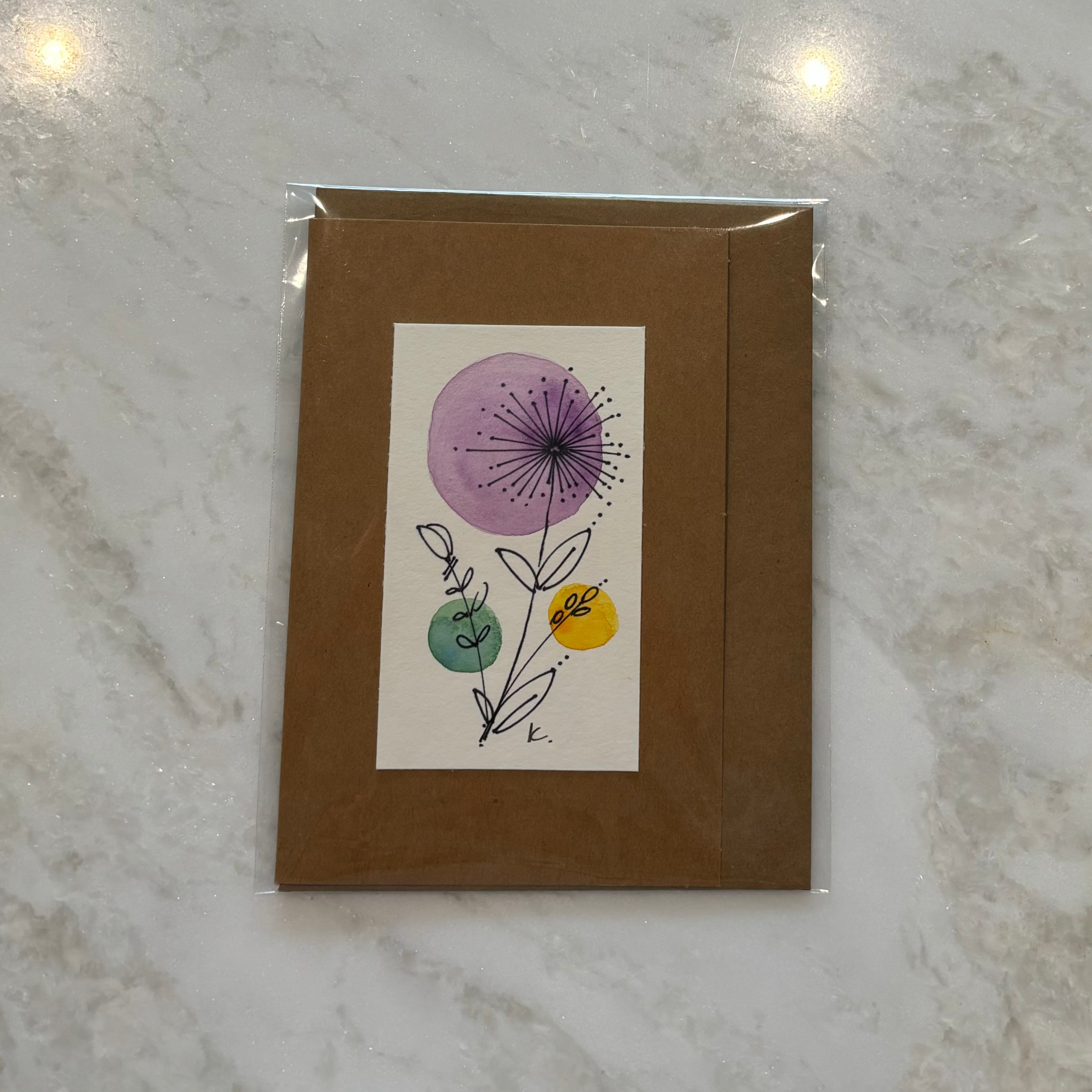 Floral Hand Painted Greeting Card - Blank