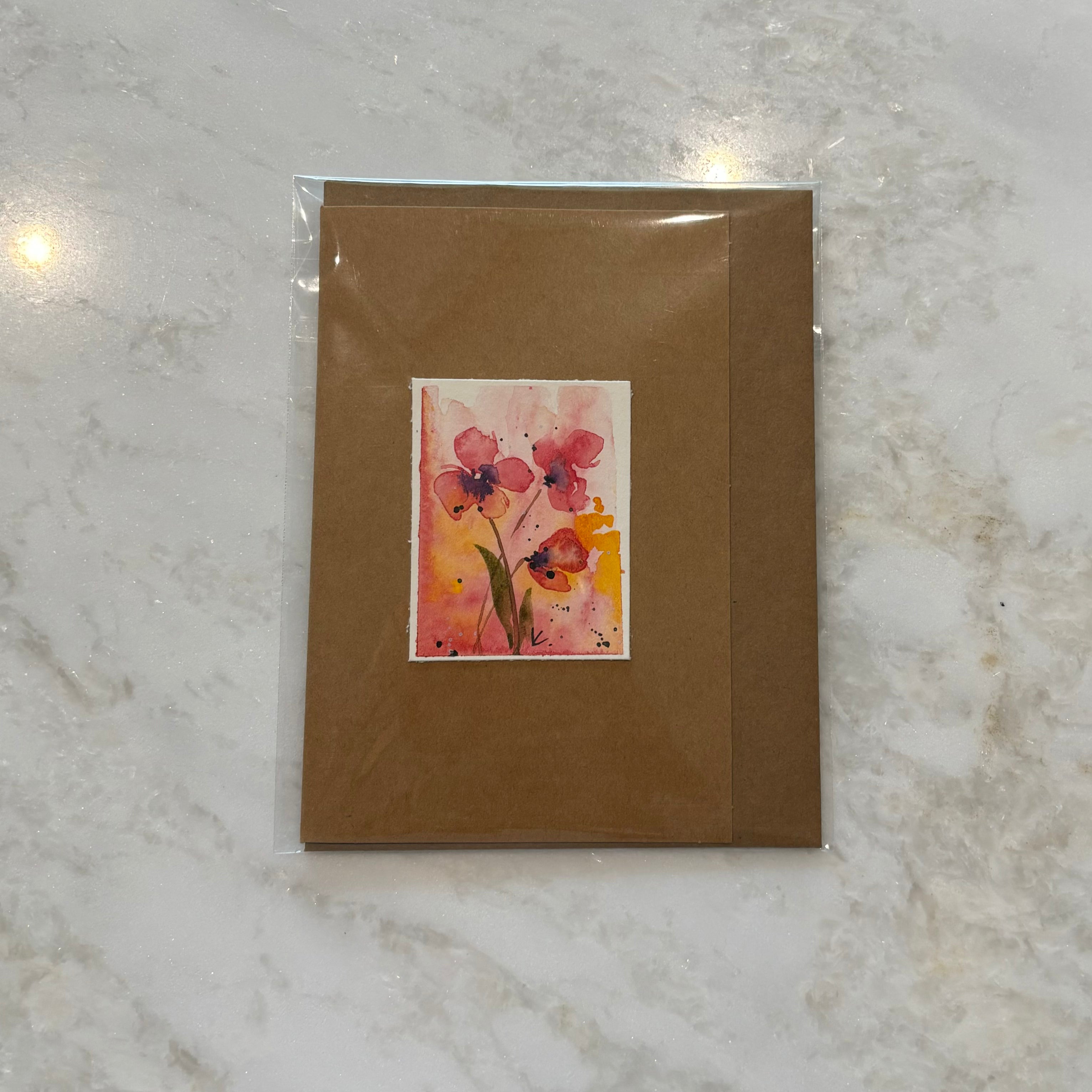Floral Hand Painted Greeting Card - Blank