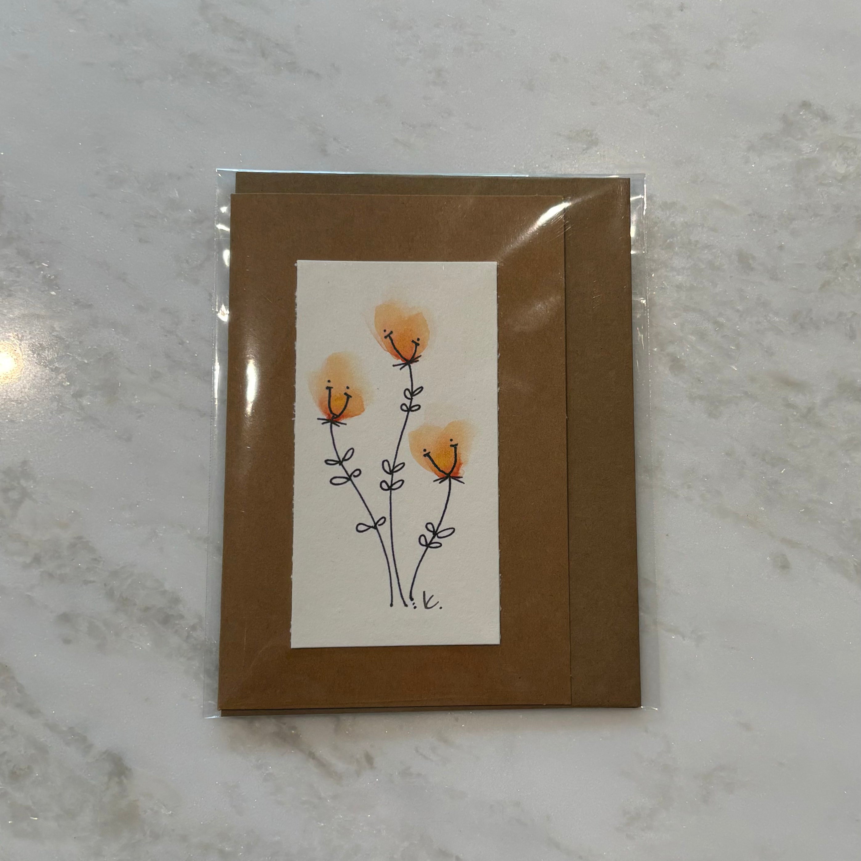 Floral Hand Painted Greeting Card - Blank