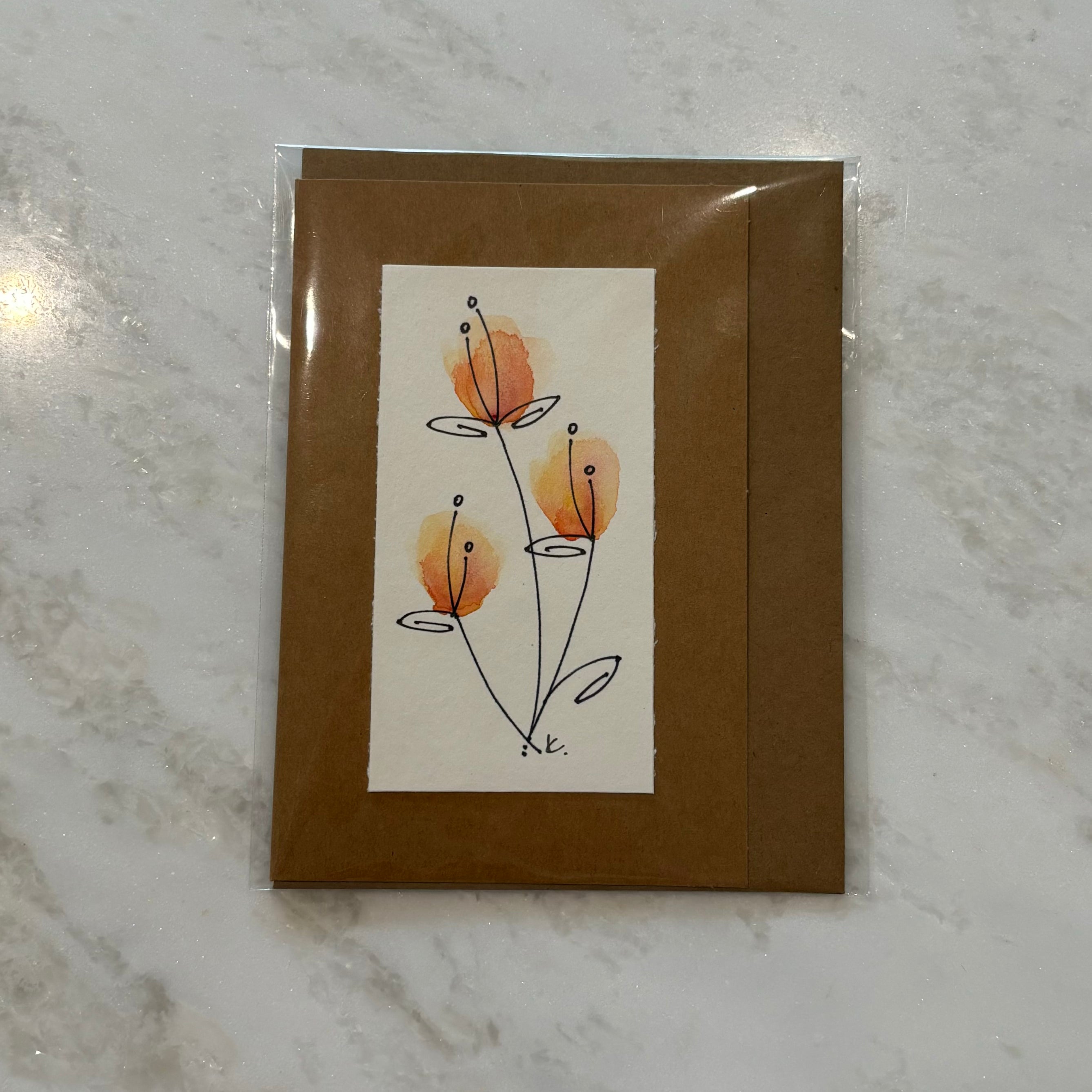 Floral Hand Painted Greeting Card - Blank