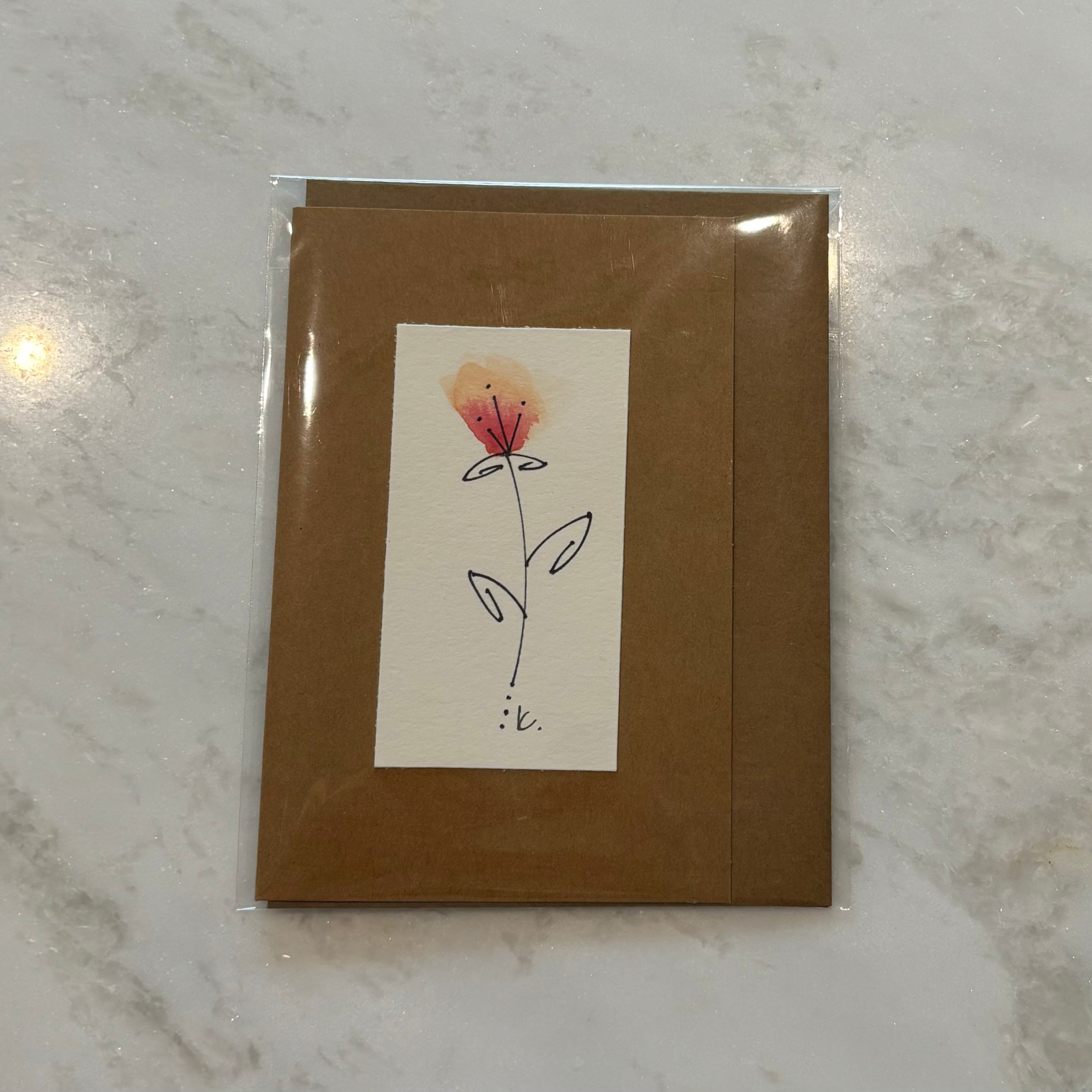 Floral Hand Painted Greeting Card - Blank