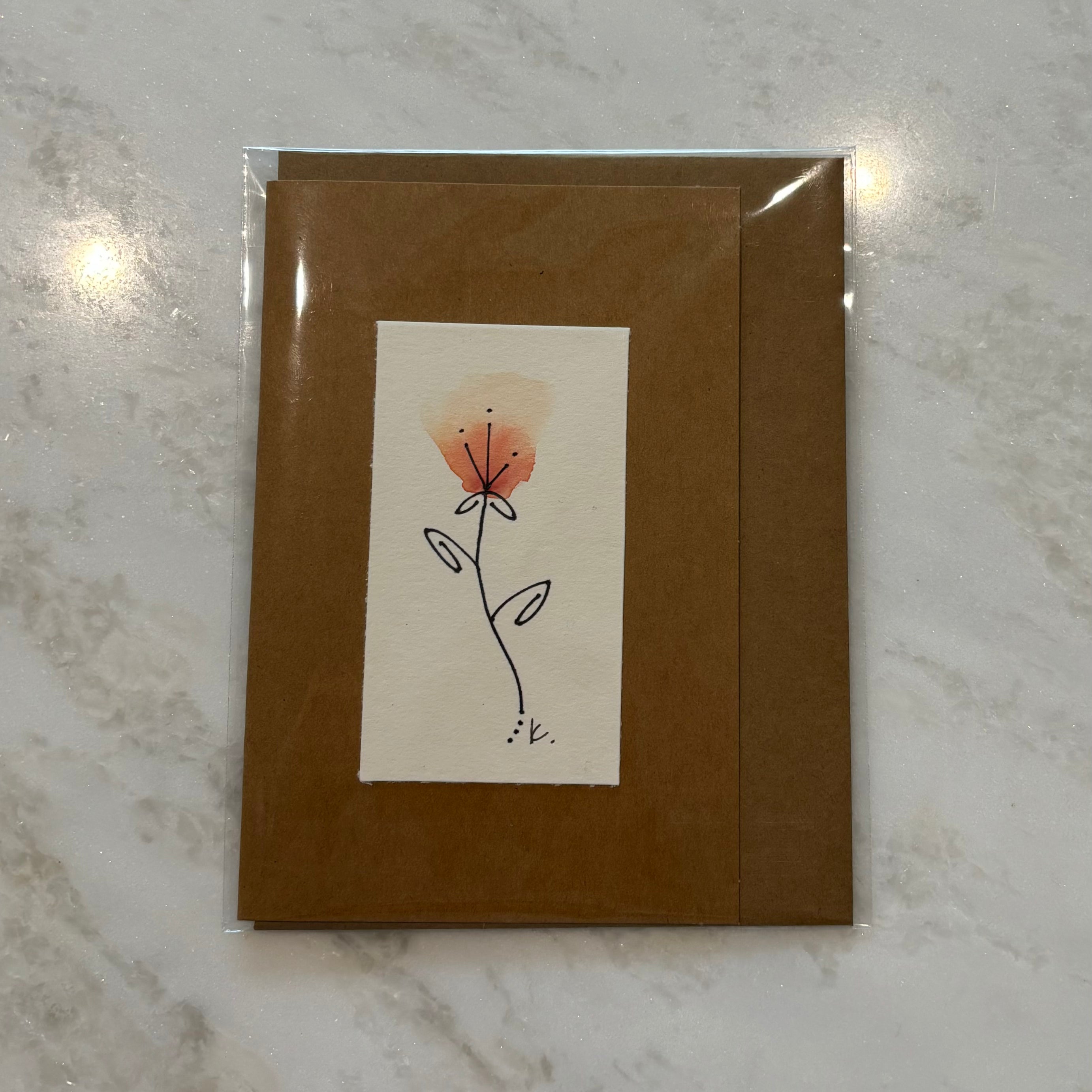 Floral Hand Painted Greeting Card - Blank